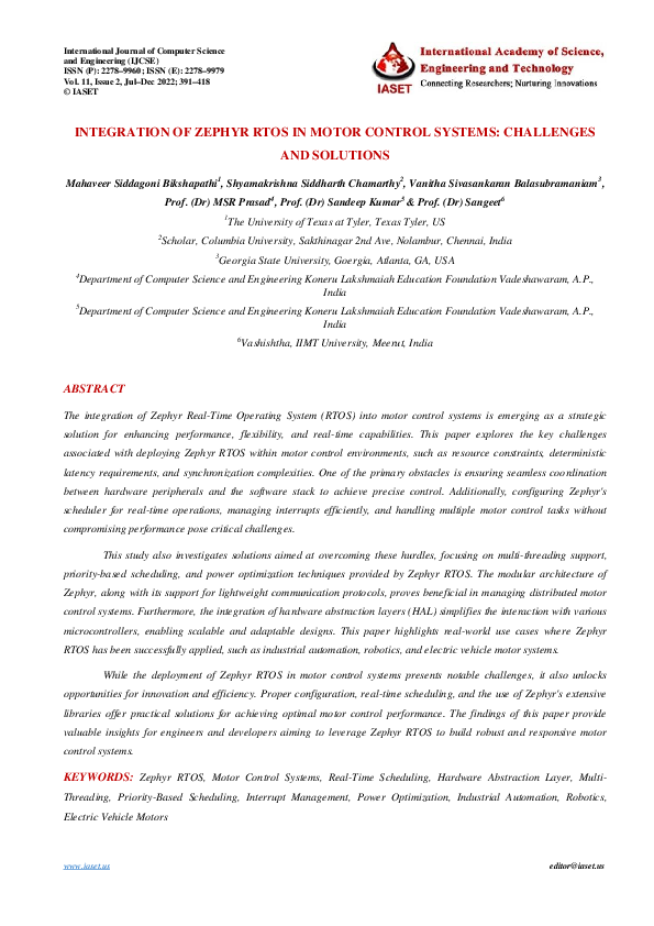 (PDF) Integration of Zephyr RTOS in Motor Control Systems Challenges ...