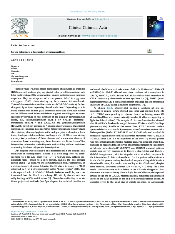 (PDF) Serum bikunin is a biomarker of linkeropathies