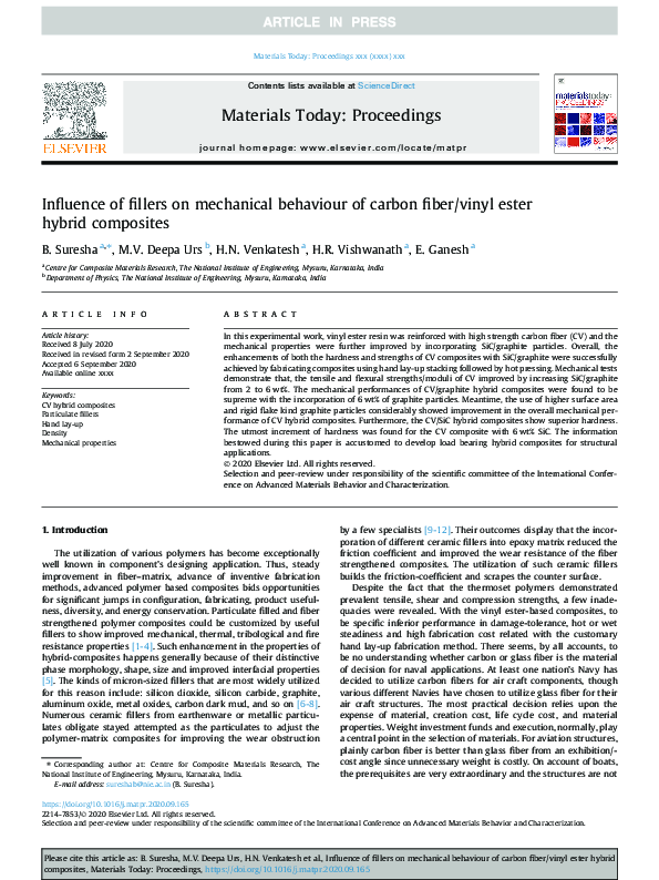 (PDF) Influence of fillers on mechanical behaviour of carbon fiber ...