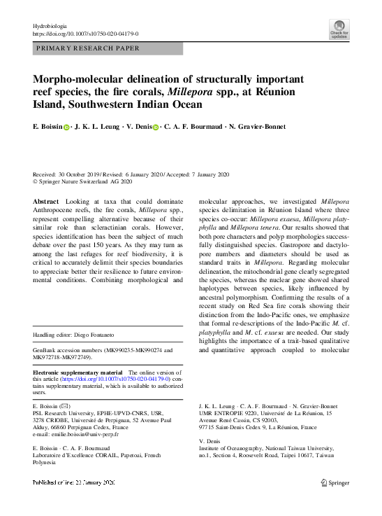 (PDF) Morpho-molecular delineation of structurally important reef ...