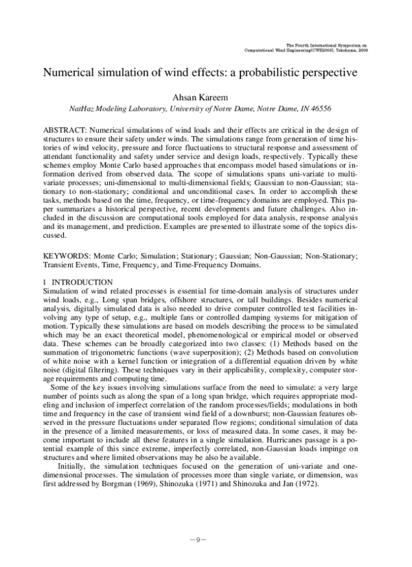 (PDF) Numerical simulation of wind effects: A probabilistic perspective