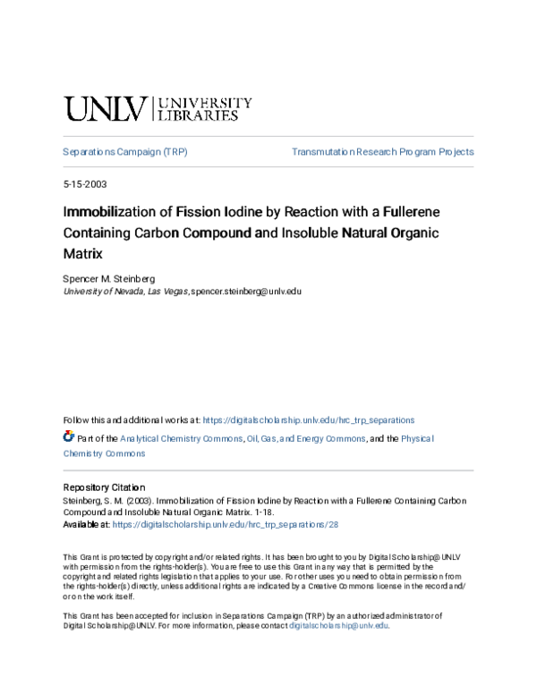 (PDF) Immobilization of Fission Iodine by Reaction with a Fullerene ...