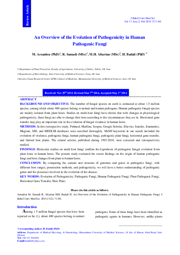(PDF) An Overview of the Evolution of Pathogenicity in Human Pathogenic ...