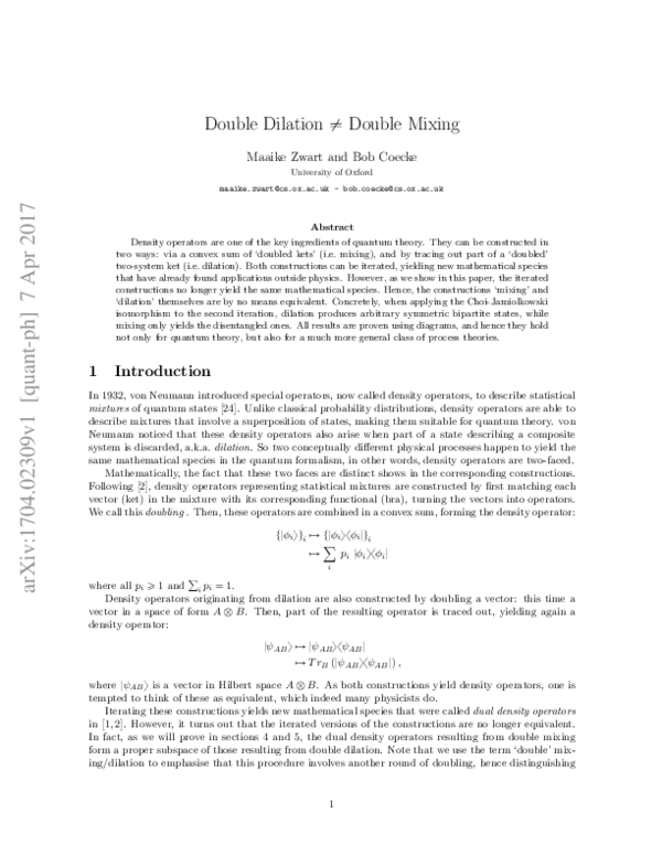 (PDF) Double Dilation $\neq$ Double Mixing