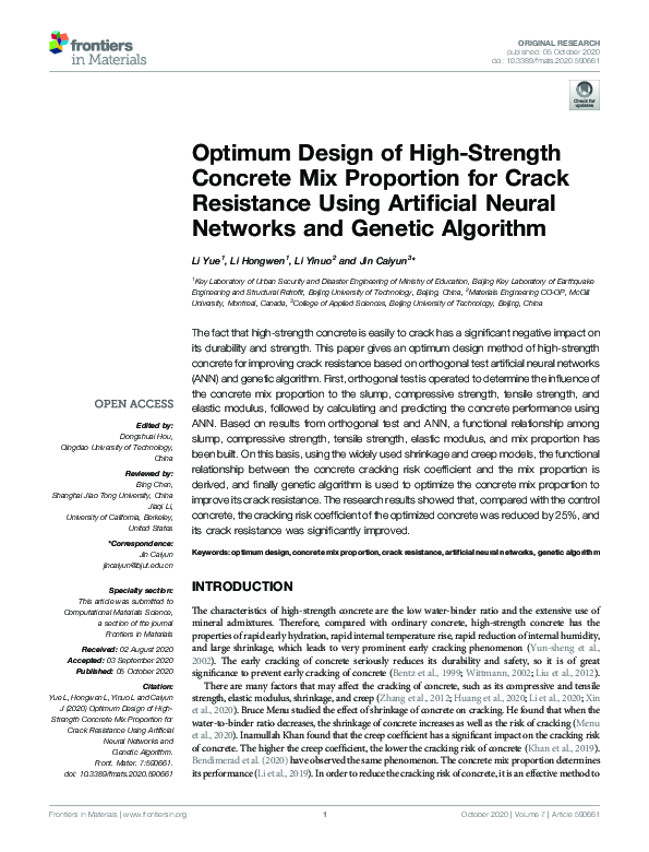 (PDF) Optimum Design of High-Strength Concrete Mix Proportion for Crack ...