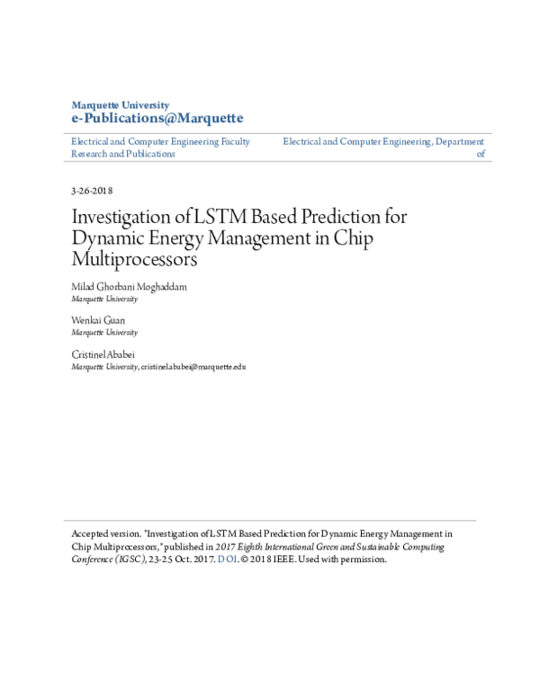 (PDF) Investigation of LSTM based prediction for dynamic energy ...