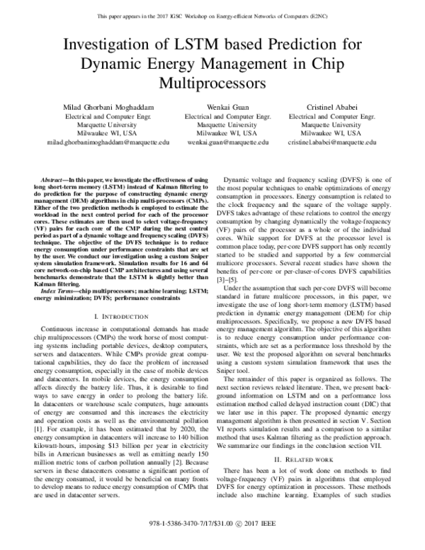 (PDF) Investigation of LSTM based prediction for dynamic energy ...