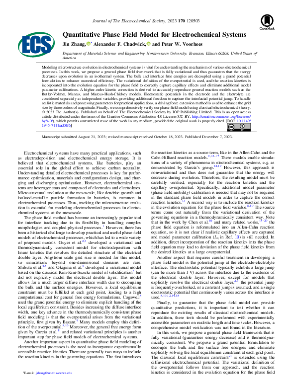 (PDF) Quantitative Phase Field Model for Electrochemical Systems