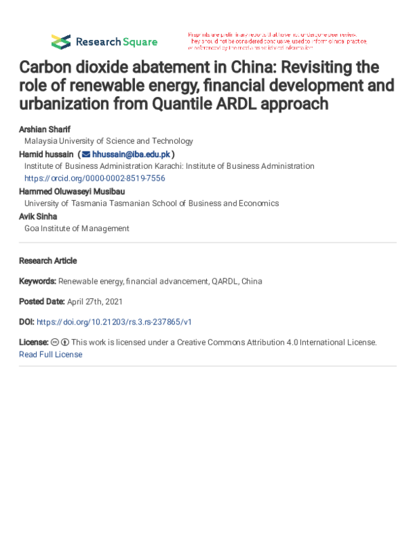 (PDF) Carbon dioxide abatement in China: Revisiting the role of ...