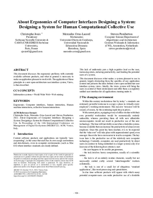 (PDF) About Ergonomics of Computer Interfaces Designing a System ...