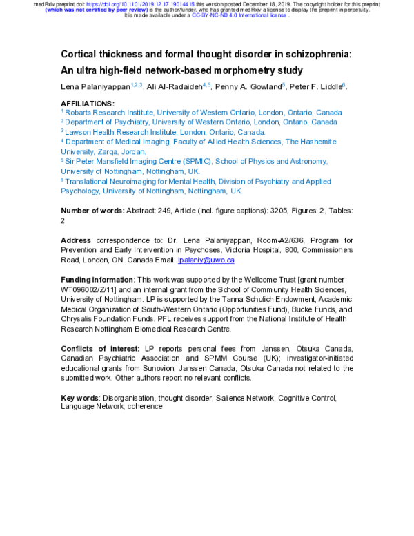 (PDF) Cortical thickness and formal thought disorder in schizophrenia ...