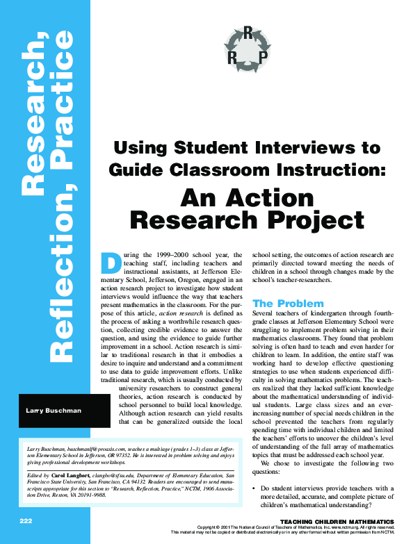 (PDF) Using Student Interviews To Guide Classroom Instruction: An ...