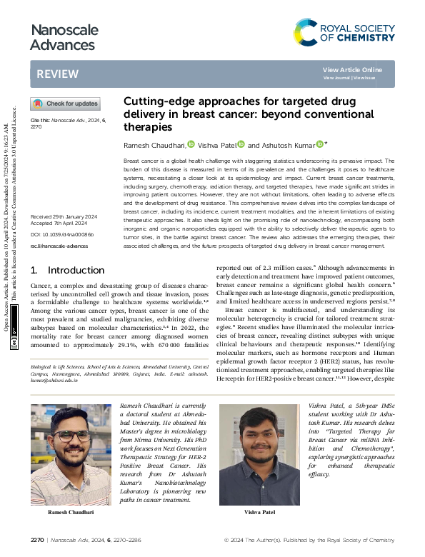 (PDF) Cutting-edge Approaches for Targeted Drug Delivery in Breast ...