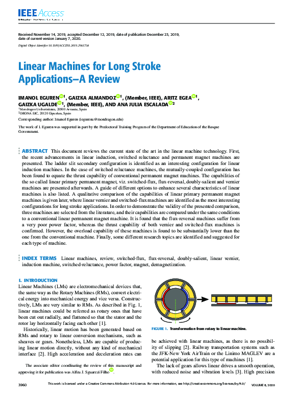 (PDF) Linear Machines for Long Stroke Applications—A Review