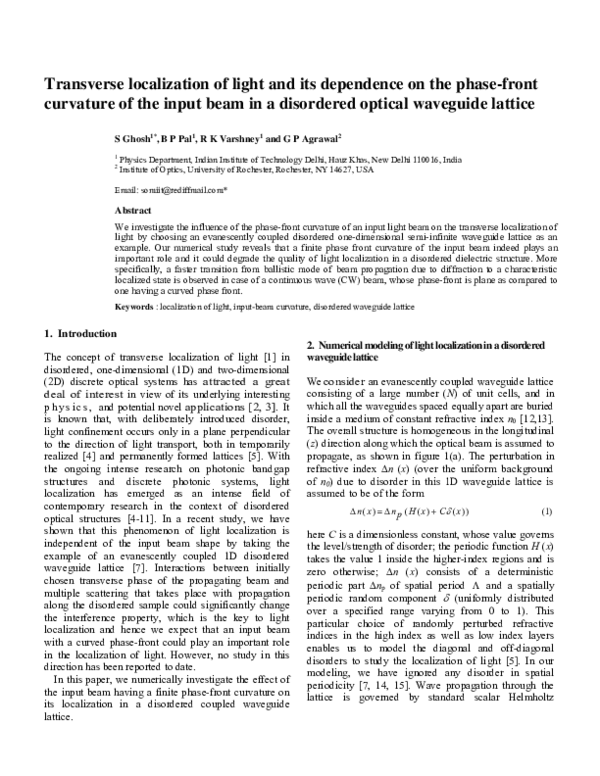 (PDF) Transverse localization of light and its dependence on the phase ...