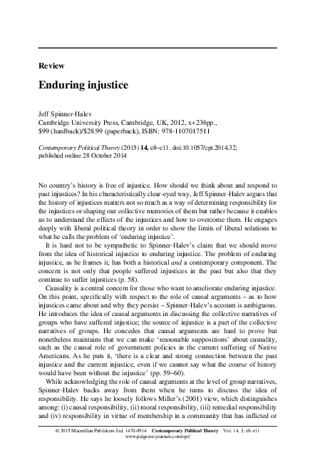 (PDF) Enduring injustice