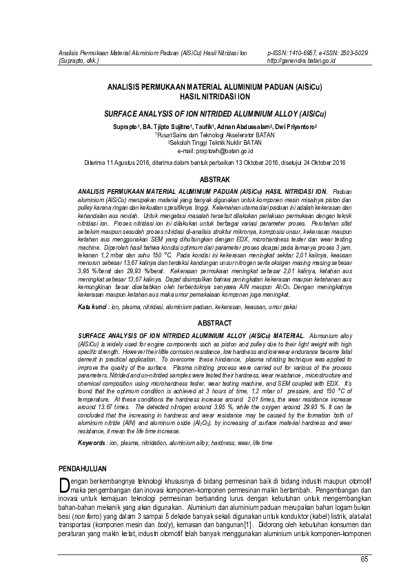 (PDF) ANALISA PERMUKAAN MATERIAL ALUMINIUM PADUAN (AlSiCu) HASIL ...