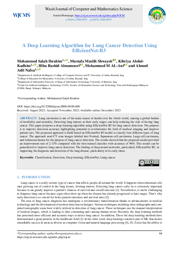 (PDF) A Deep Learning Algorithm for Lung Cancer Detection Using ...