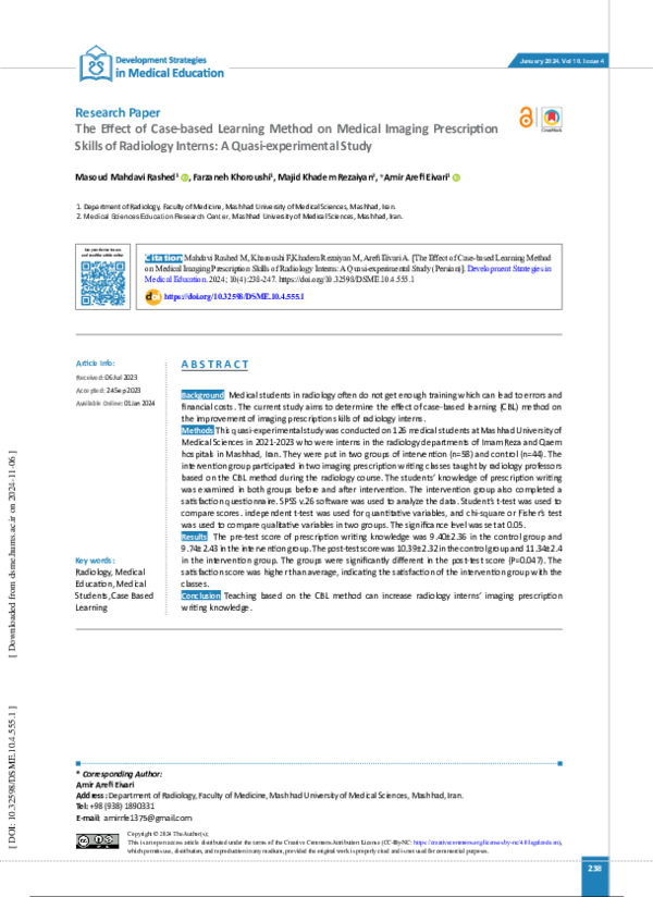 (PDF) The Effect of Case-based Learning Method on Medical Imaging ...