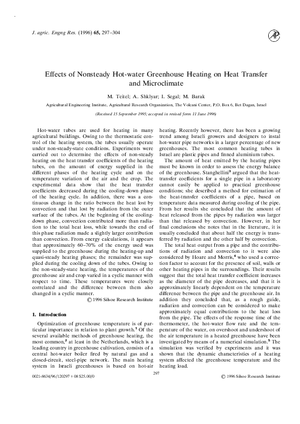(PDF) Effects of Nonsteady Hot-water Greenhouse Heating on Heat ...
