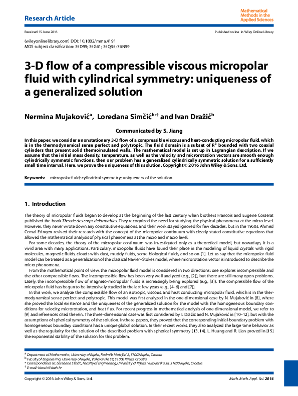 (PDF) 3-D flow of a compressible viscous micropolar fluid with ...