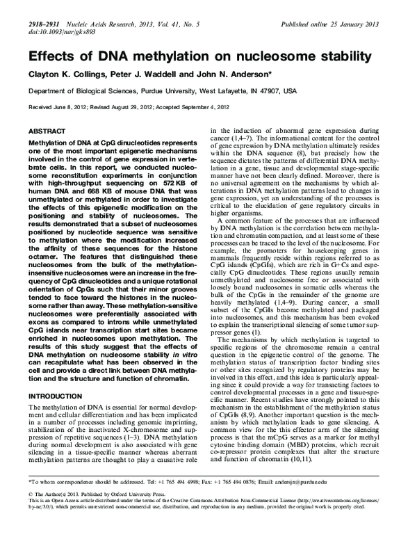 (PDF) Effects of DNA methylation on nucleosome stability