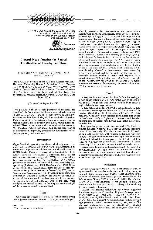 (PDF) Lateral neck imaging for spatial localization of parathyroid tissue