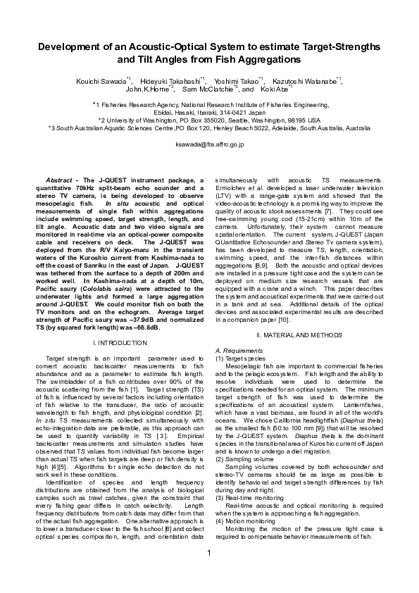 (PDF) Development of an acoustic-optical system to estimate target ...