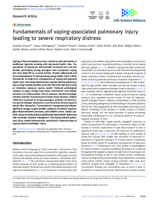 (PDF) Fundamentals of Vaping-Associated Pulmonary Injury Leading to ...