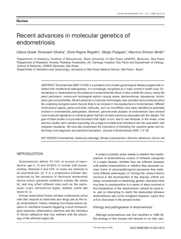 (PDF) Recent Advances in Molecular Genetics of Endometriosis