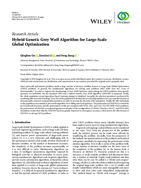 (PDF) Hybrid Genetic Grey Wolf Algorithm for Large Scale Global ...