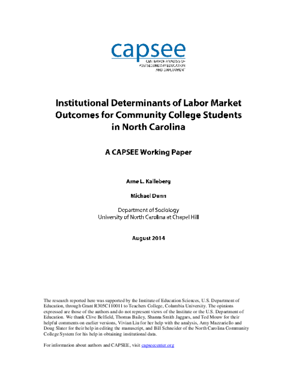 (PDF) Institutional Determinants of Labor Market Outcomes for Community ...