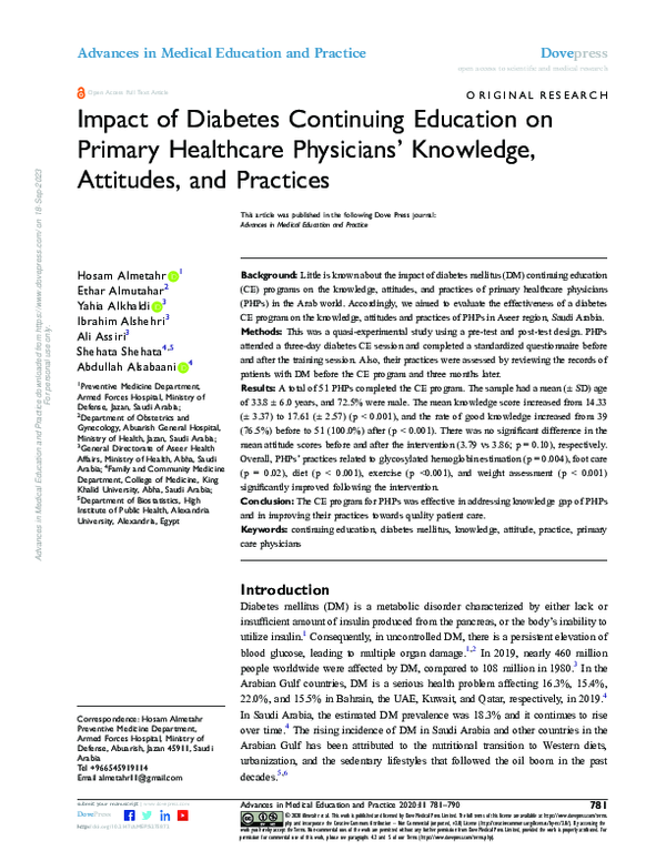 (PDF) Impact of Diabetes Continuing Education on Primary Healthcare ...