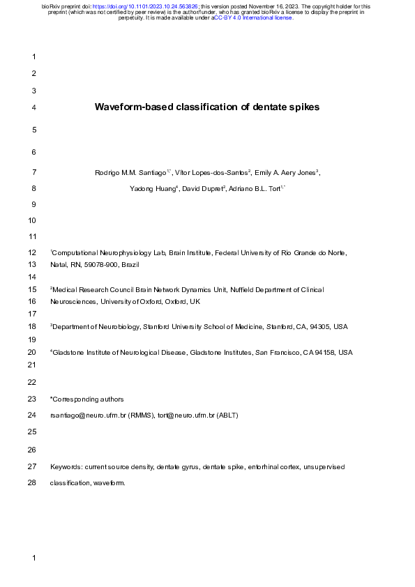 (PDF) Waveform-based classification of dentate spikes