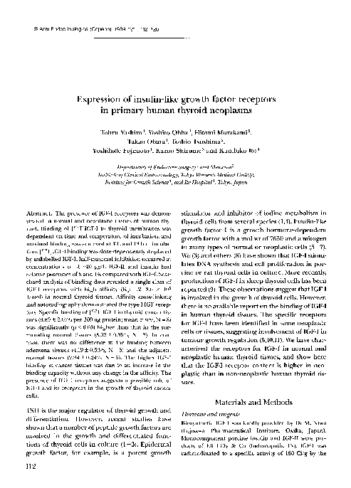 (PDF) Expression of insulin-like growth factor receptors 1 and 2 in the ...