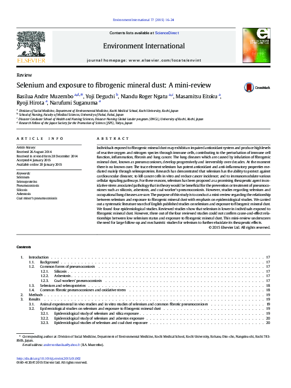 (PDF) Selenium and exposure to fibrogenic mineral dust: A mini-review