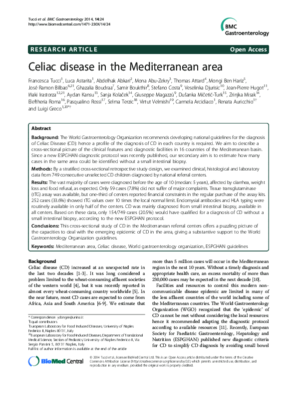 (PDF) Celiac disease in the Mediterranean area