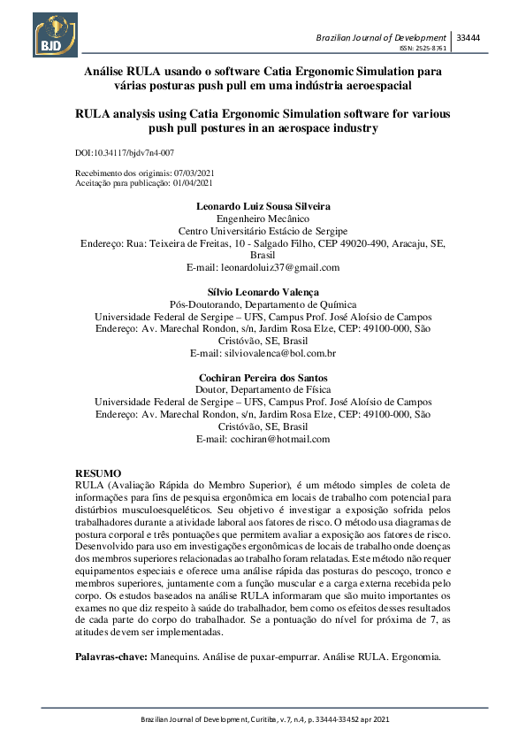 (PDF) Análise RULA usando o software Catia Ergonomic Simulation para ...