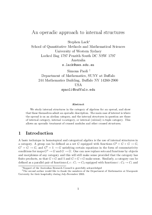 (PDF) An Operadic Approach to Internal Structures