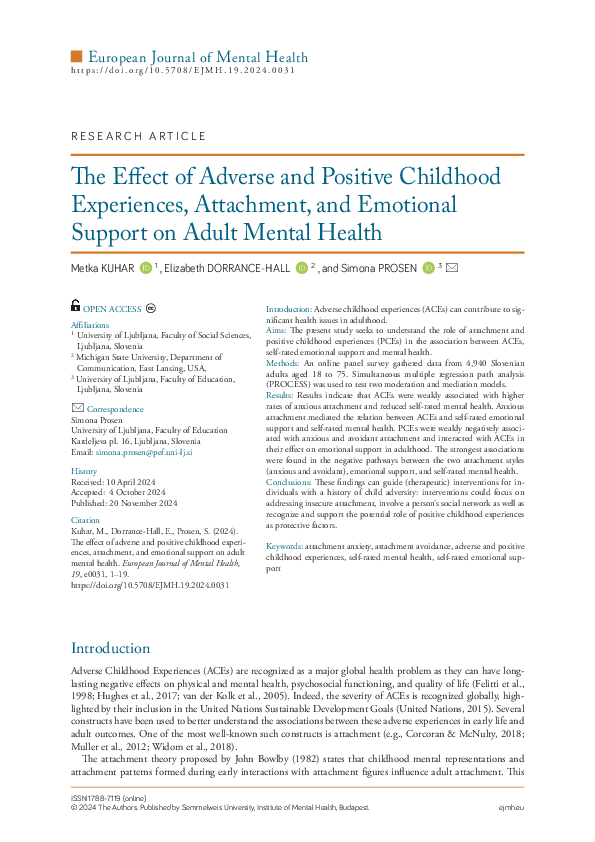 (PDF) The Effect of Adverse and Positive Childhood Experiences ...