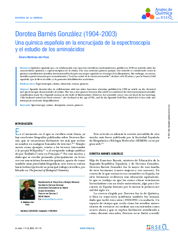 (PDF) Dorotea Barnés González (1904-2003): Una química española en la