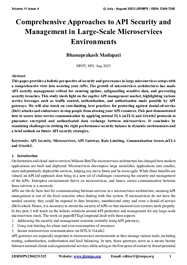 (PDF) Comprehensive Approaches to API Security and Management in Large ...