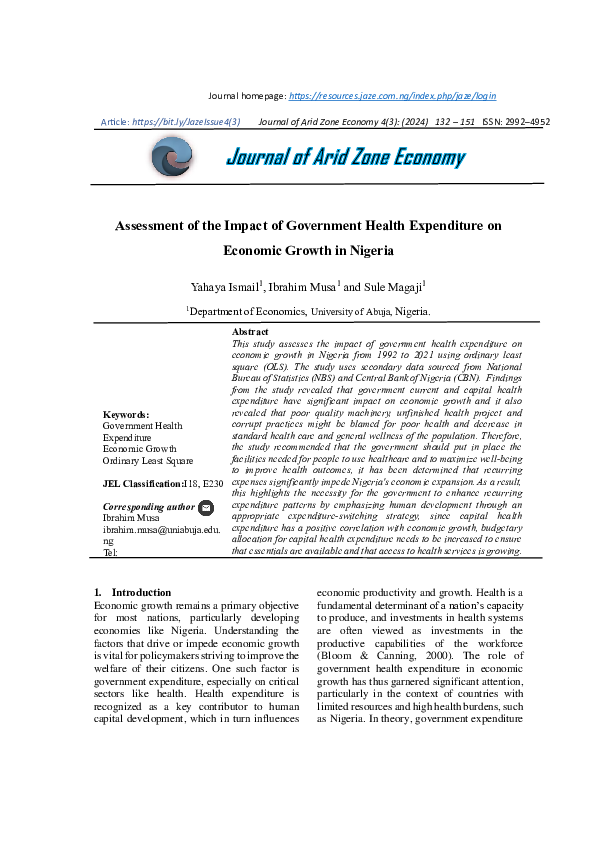 (PDF) Assessment of the Impact of Government Health Expenditure on ...