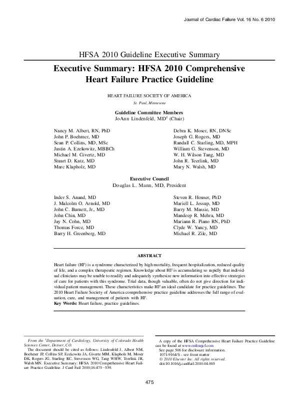 (PDF) HFSA 2010 Guideline Executive Summary Executive Summary: HFSA ...