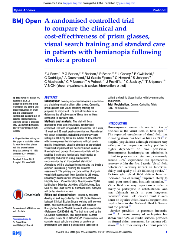 (PDF) A randomised controlled trial to compare the clinical and cost ...