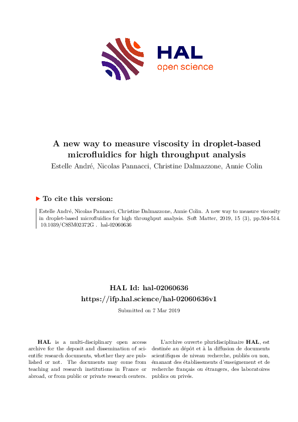 (PDF) A new way to measure viscosity in droplet-based microfluidics for ...