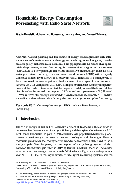 Pdf Households Energy Consumption Forecasting With Echo State Network
