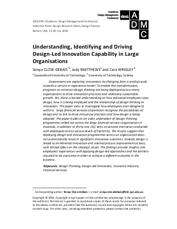 (PDF) Understanding, identifying and driving design-led innovation ...