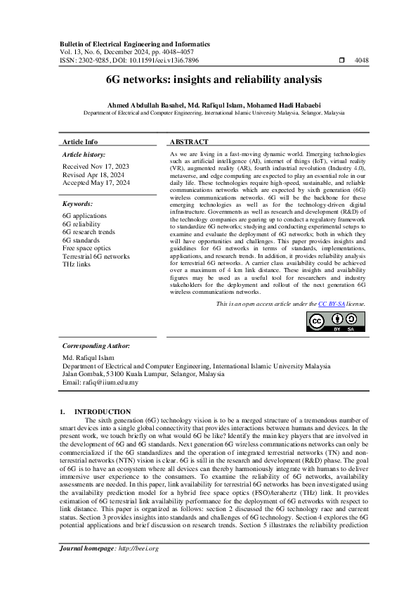 View of (PDF) 6G networks: insights and reliability analysis