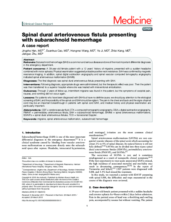 (PDF) Spinal dural arteriovenous fistula presenting as progressive ...